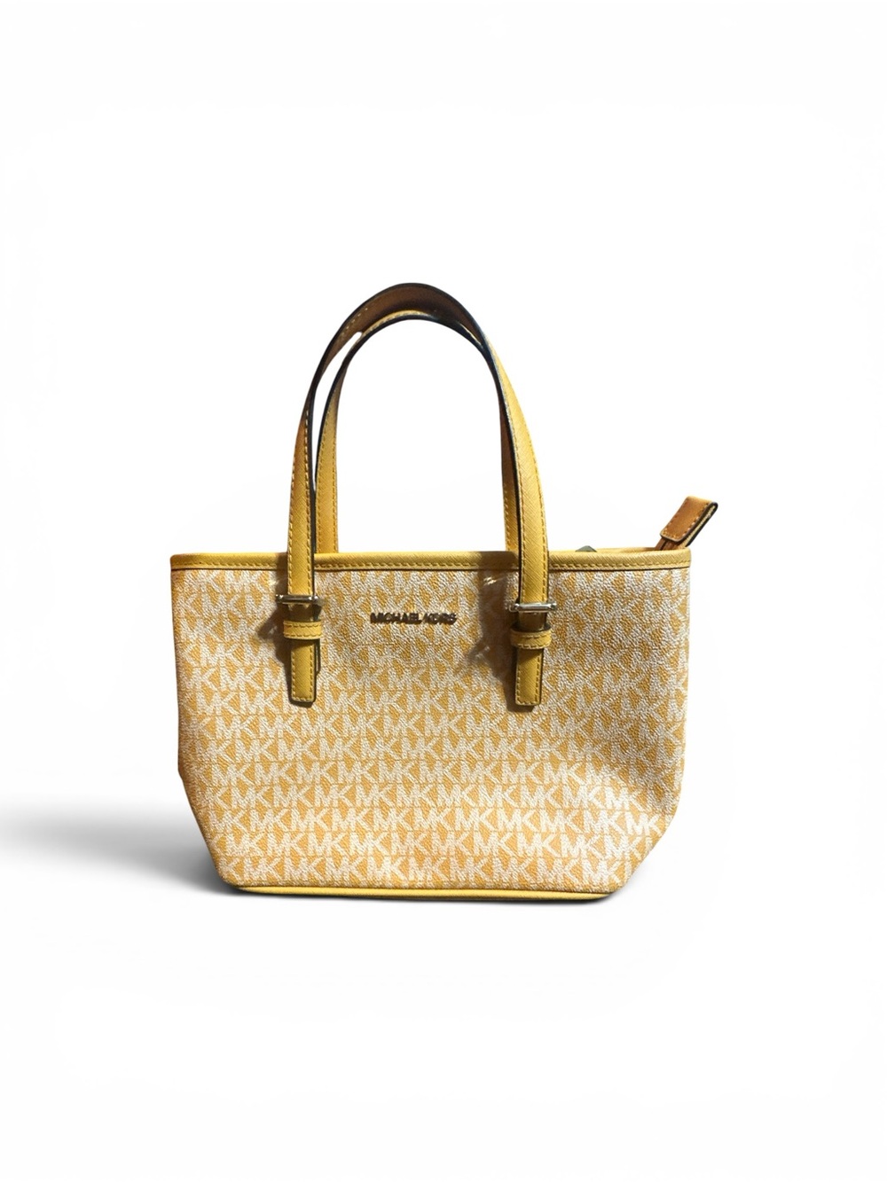 🧡 Michael Kors Orange Monogram Mini Tote – Good Condition 🧡